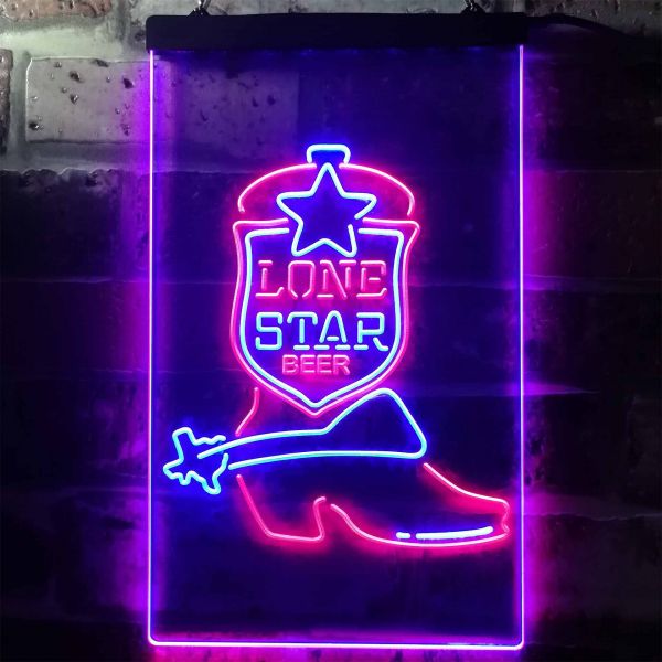 Lone Star Beer - Cowboy Boot Dual LED Neon Light Sign